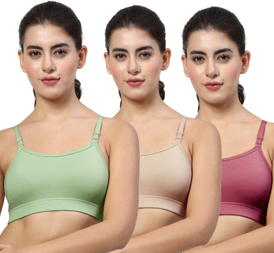 LILY stropsazil Women Sports Non Padded Bra(Green, Maroon, Beige)