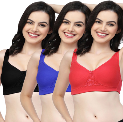 COLLEGE GIRL CG1214 Double Layered Women T-Shirt Non Padded Bra(Red, Dark Blue, Black)