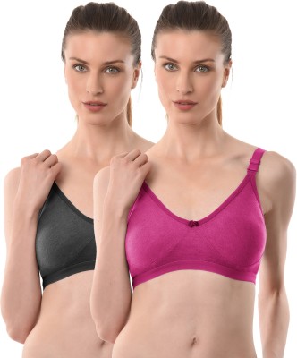 Vanila D Cup Size Seamless Bra Lingerie with milanch Fabric(Size 34, Pack Of 2) Women Bralette Non Padded Bra(Black, Pink)