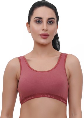 STOGBULL Cotton Lycra Sports Bra for Gym Yoga Exercise Running Workout Regular Daily Use Women Sports Non Padded Bra(Pink)