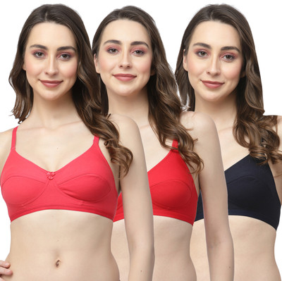 COLLEGE GIRL CGRO1256 Women Everyday Non Padded Bra(Red, Red, Dark Blue)
