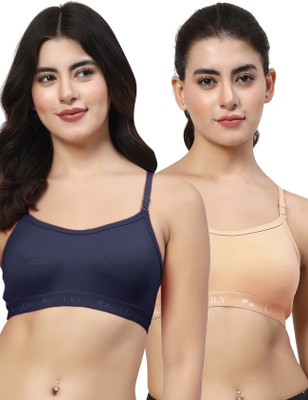 LILY 3321Mino Women Sports Non Padded Bra(Dark Blue, Orange)