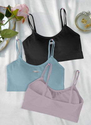 MOSSMOOR 2122-BLACK-BLUE-PURPEL-P03-FREE Women Full Coverage Lightly Padded Bra(Black)