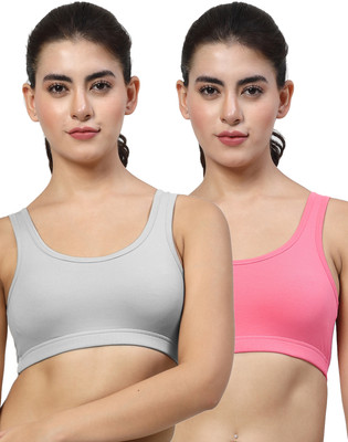 LILY StropsYttak Double Layered Women Sports Non Padded Bra(Grey, Pink)