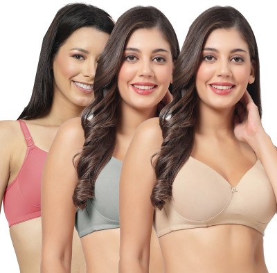 Shyam Sons FLAIR PlainMould Women T-Shirt Lightly Padded Bra(Pink, Grey, Beige)