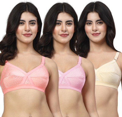 LILY ihskaneem Women Balconette Non Padded Bra(Red, Pink, Beige)