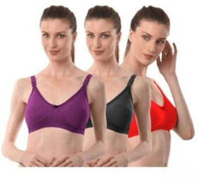 Vanila D Cup Size Seamless Bra Lingerie with milanch Fabric(Size 42, Pack Of 2) Women Bralette Non Padded Bra(Red, Black, Purple)