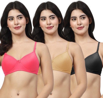 LILY maofcigam Women T-Shirt Heavily Padded Bra(Red, Gold, Black)