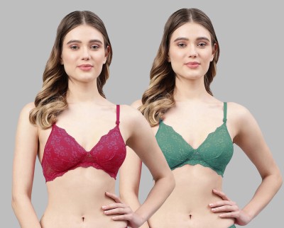 Beach Curve B-Padma Bra Women Minimizer Lightly Padded Bra(Maroon, Green)