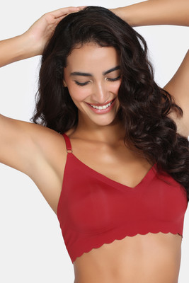 ZIVAME Zivame Seamless Collective Padded Non Wired 3/4Th Coverage Bralette - Red Women Bralette Lightly Padded Bra(Red)