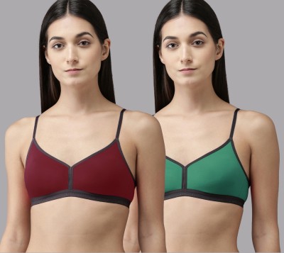 Beach Curve Veni Bra Women Minimizer Non Padded Bra(Maroon, Green)