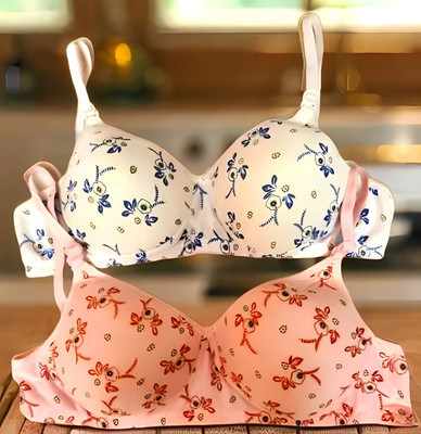 Trakudi Pack of 2 padded print bra Women Push-up Lightly Padded Bra(Multicolor)