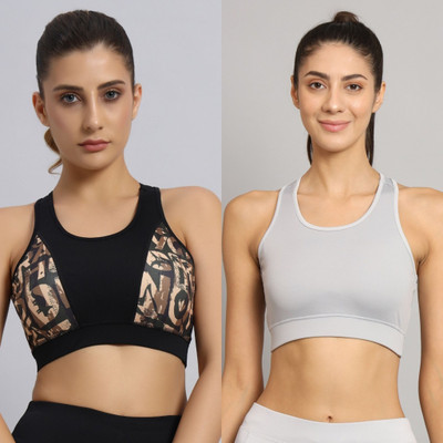 BEING RUNNER Women Sports Non Padded Bra(Multicolor, Grey)