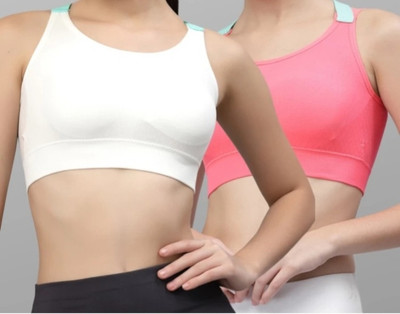 BRANKLY Women Cami Bra Lightly Padded Bra Women Cami Bra Lightly Padded Bra(White, Pink)