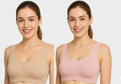 NuBraze Pack of 2 Women Bralette Lightly Padded Bra (White, Beige) Women Bralette Lightly Padded Bra(White, Beige)