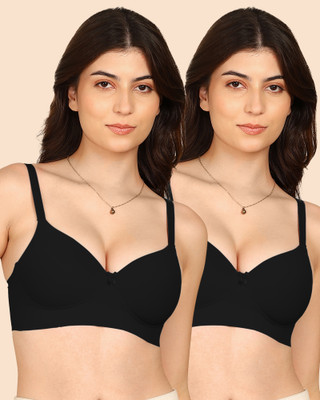 KOMLI Komli Bonded Polyamide Full Coverage Padded Bra Women T-Shirt Lightly Padded Bra(Black)