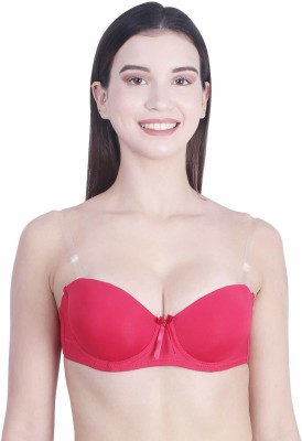 Zylum Fashion STRAPLESS BACKLESS PADDED BRA Women Push-up Heavily Padded Bra(Maroon)