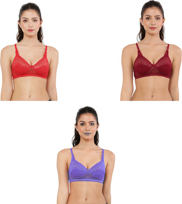Havenhues Women Everyday Lightly Padded Bra(Red, Maroon, Blue)