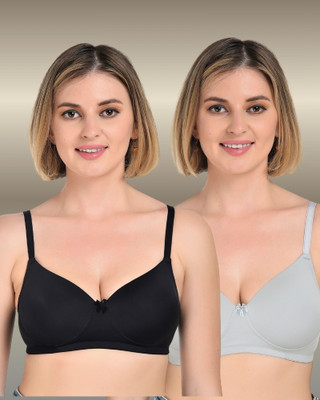 styleluxe styleluxe women padded bra, tshirt bra , pack of 2 bra Women T-Shirt Lightly Padded Bra(Black, Grey)