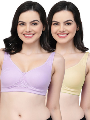 COLLEGE GIRL CG1214 Double Layered Women T-Shirt Non Padded Bra(Purple, Beige)