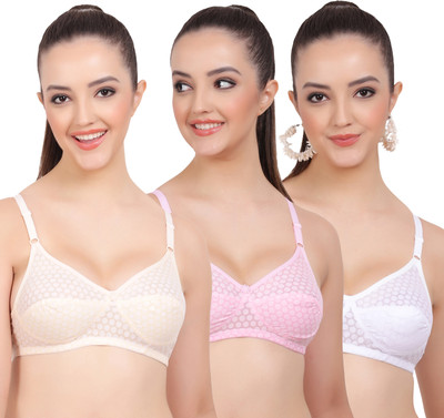 FigureFit Moon Women Everyday Non Padded Bra(Beige, Pink, White)