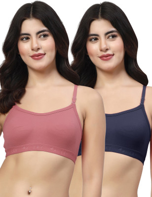 LILY 3321Mino Women Sports Non Padded Bra(Maroon, Dark Blue)