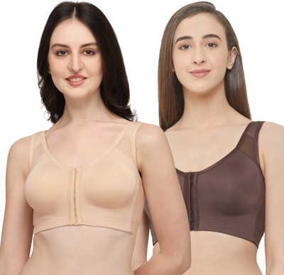 SOIE Front Closure Full Coverage Non Padded Non Wired Posture Correction Bra Combo Women Full Coverage Non Padded Bra(Multicolor)