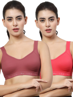 LILY Strops555 Women Sports Non Padded Bra(Maroon, Red)
