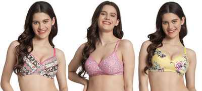 CALCADOS Combo pack of 3 Women Push-up Lightly Padded Bra(Multicolor)