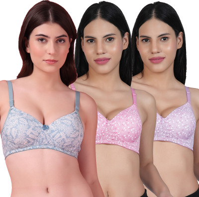 Shyam Sons FLAIR Polypad Women T-Shirt Lightly Padded Bra(Blue, Pink, Purple)