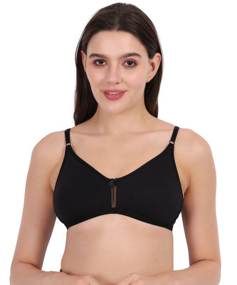 WAONY Daily Comfort Full Coverage Bra Women T-Shirt Non Padded Bra(Black)