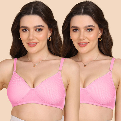 KOMLI Women T-Shirt Lightly Padded Bra(Pink)