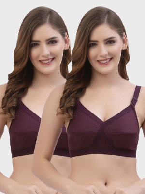 Floret Women’s Pure Cotton Non Padded & Non-Wired Full Coverage Bra Women Full Coverage Non Padded Bra(Purple, Purple)