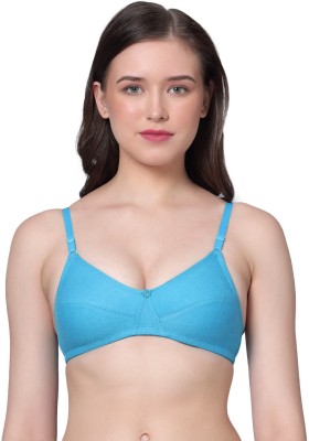 Aimly Women's Cotton Non-Padded Non-Wired Low Coverage Regular Bra Pack of 1 Women T-Shirt Non Padded Bra(Light Blue)