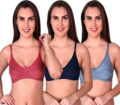 CURVZEX disha Women Push-up Non Padded Bra(Pink, Dark Blue, Light Blue)