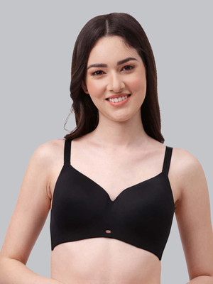 SOIE Woman's Polyamide Spandex Lightly Padded Wire Free T-Shirt Bra Women T-Shirt Lightly Padded Bra(Black)