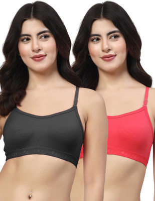 LILY 3321Mino Women Sports Non Padded Bra(Black, Pink)
