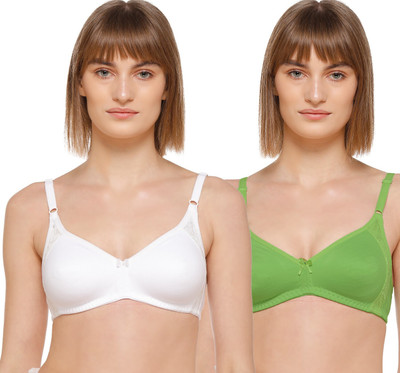 Salsa Women T-Shirt Non Padded Bra(White, Green)