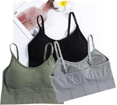 HouseOfCommon KMC-1616 Women Sports Lightly Padded Bra(Black, Grey, Green)