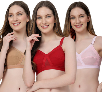 LILY C8811 Women Minimizer Non Padded Bra(Brown, Maroon, Pink)