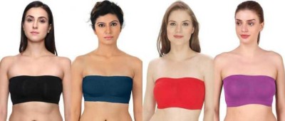 BRATON Women Bandeau/Tube Non Padded Bra(Black, Blue, Purple, Red)