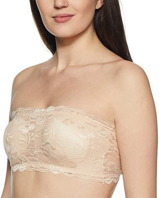 YANTI Women's Soft Cotton & Lycra Lightly Padded Non-Wired Bra Women Bandeau/Tube Lightly Padded Bra(Beige)