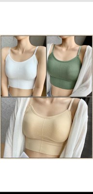 Pearl Fashion Pack of 3 Means Minimum Order Quantity 3 As Shown in Image Women Cami Bra Lightly Padded Bra(White, Green, Beige)