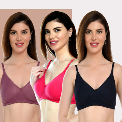 LIFEBEAUTY Double Mould/Layered Everyday Bra for Women Women Full Coverage Non Padded Bra(Multicolor)