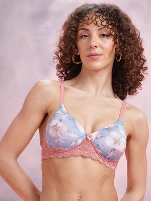 Dressberry Women T-Shirt Lightly Padded Bra(Blue)