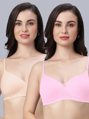 Eden EDEN102SKINSKIN Women T-Shirt Heavily Padded Bra(Beige)