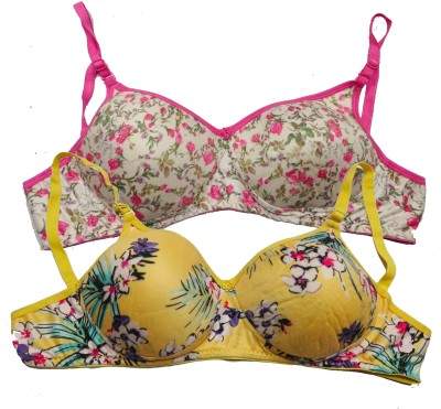 Narsingha Dreams Women's Cotton Blend Lightly Padded Floral Print Bra Women Everyday Lightly Padded Bra(Multicolor)