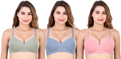 Havenhues Lightly Padded Women Push-up Lightly Padded Bra(Blue, Pink, Green)