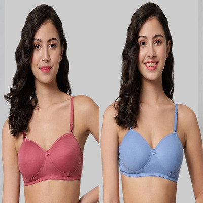 You Forever Women T-Shirt Lightly Padded Bra(Pink, Blue)