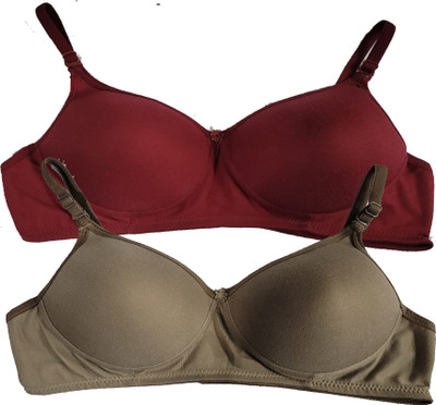 CALCADOS Combo pack of 2 Women Push-up Lightly Padded Bra(Brown, Maroon)